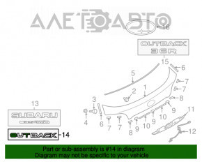 Emblema OUTBACK hayon Subaru Outback 15-19 nou original OEM