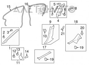 Capacul suportului frontal drept superior pentru Subaru XV Crosstrek 13-17, gri