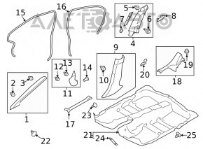 Capacul stâlpului central dreapta jos Subaru XV Crosstrek 13-17 negru