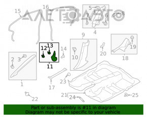 Capacul stâlpului frontal stânga de jos Subaru XV Crosstrek 13-17 negru, zgârieturi