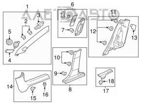 Capac prag frontal stânga Chevrolet Cruze 11-15 negru