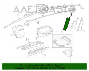 Airbagul pentru scaunul din spate stânga al Chevrolet Cruze 11-15.