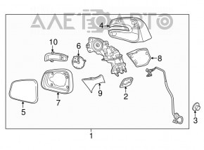 Oglindă laterală dreapta Buick Encore 13-16, 8 pini, BSM, semnalizare, încălzire, grafit