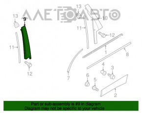 Panoul lateral din spate dreapta al ușii Porsche Cayenne 958 11-17