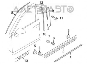 Capac usa inferioara fata dreapta Porsche Cayenne 958 11-17, material prag simplu