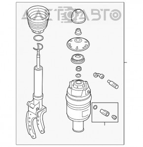 Amortizor pneumatic frontal stânga Porsche Cayenne 958 11-17 complet