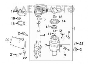 Amortizor pneumatic frontal stânga Porsche Cayenne 958 11-17 complet