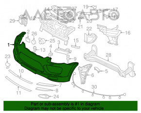 Бампер передний голый Porsche Cayenne 958 11-14 Turbo