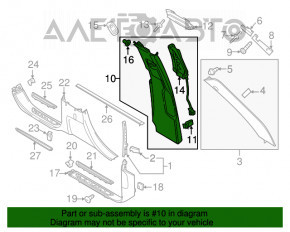 Capacul stâlpului central al centurii de siguranță stânga Porsche Cayenne 958 11-14 alcantara negru