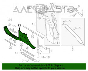 Capac prag spate stânga Porsche Cayenne 958 11-14, neagră, zgârieturi