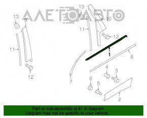 Moldură ușă-sticlă spate centrală stânga Porsche Cayenne 958 11-17 crom