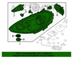 Фара передняя левая Porsche Cayenne 958 11-14 в сборе ксенон черн 7P5941031BH