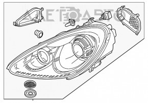 Far dreapta față Porsche Cayenne 958 11-14 completă cu xenon negru.