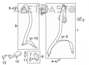 Centura de siguranță din spate dreapta pentru Porsche Cayenne 958 11-14, neagră, care s-a desprins.