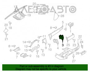 Grila de ventilatie din panoul frontal central dreapta pentru Porsche Macan 15- fara iluminare, cu cleme