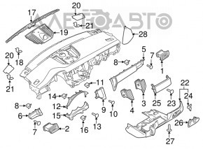 Grila de ventilatie din panoul frontal central dreapta pentru Porsche Macan 15- fara iluminare, cu cleme