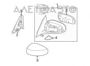 Oglindă laterală stângă Infiniti G35 4d 06-08, 9 pini, grafit