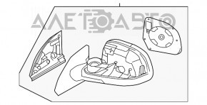 Oglindă laterală stângă Nissan Leaf 11-12, 3 pini, neagră