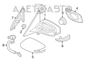 Oglindă laterală stângă Nissan Maxima A36 16- 3 pini, neagră