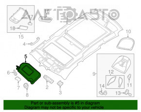 Козырек правый Infiniti JX35 QX60 13- серый, без крючка, без заглушки, под химчистку