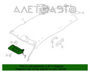 Capota stângă Nissan Rogue 14-20 fără iluminare gri, fără cârlig.