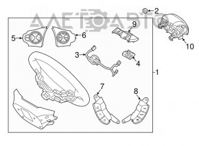 Butoanele de control de pe volanul Kia Soul 14-19 sus dreapta.