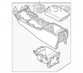 Consola centrală cu cotieră pentru Infiniti Q50 14-15, neagră, zgârieturi.