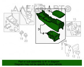 Consola centrală cu cotieră pentru Infiniti Q50 14-15, neagră, zgârieturi.