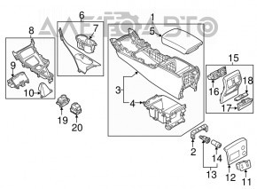 Consola centrală cu cotieră pentru Infiniti Q50 14-15 gri.