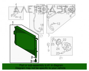 Radiatorul condensatorului de aer condiționat Kia Sorento 16-18