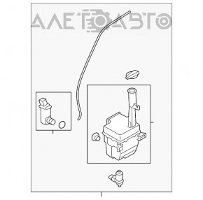Rezervorul de spălare a parbrizului Hyundai Sonata 11-15 fără capac și senzor.