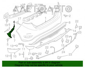 Suportul pentru bara spate dreapta exterior Ford Fiesta 11-19 5 uși