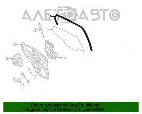 Уплотнитель стекла задний левый Ford Fiesta 11-19 4d