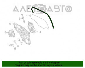 Уплотнитель стекла задний левый Ford Fiesta 11-19 5d