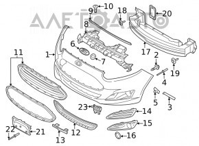 Suportul pentru bara de protecție față stânga Ford Fiesta 14-19, nou, original