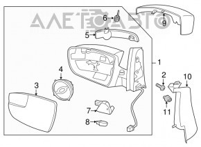 Capacul oglinzii interioare stânga Ford C-max MK2 13-18 negru