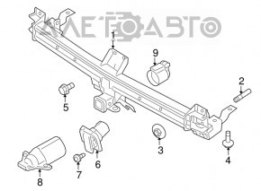 Amplificatorul de bara spate pentru carlig de remorcare Ford Flex 09-19