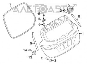 Buclele ușii portbagajului stângi Ford Escape MK3 13-16 pre-restilizare