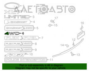 Эмблема надпись 4WD двери багажника Ford Explorer 11-19