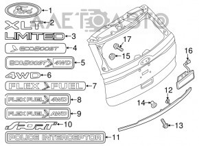 Эмблема надпись 4WD двери багажника Ford Explorer 11-19