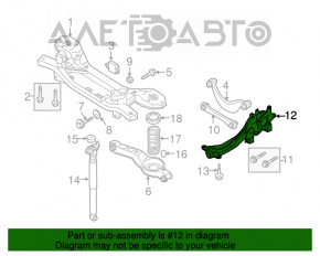 Цапфа задняя правая Mazda3 MPS 09-13 с рычагом