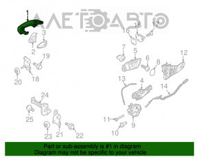 Mânerul ușii exterioare din spate, stânga, pentru Ford Fiesta 11-19.