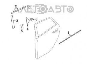 Молдинг дверь-стекло центральный задний правый Ford Fiesta 11-19 матовый