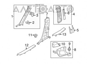 Capacul stâlpului frontal stânga de jos Mazda 3 14-18 BM negru