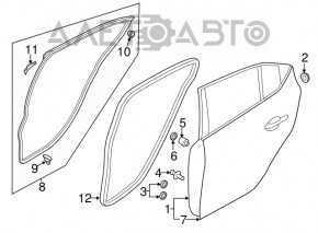 Уплотнитель двери задней левой Mazda 3 14-18 BM