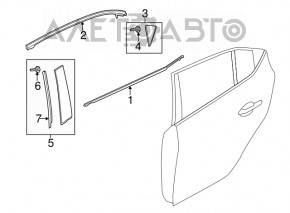 Garnitură ușă spate dreapta superioară Mazda 3 14-18 BM, neagră