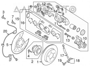 Capacul discului de frână spate stânga Mazda 3 14-18 BM