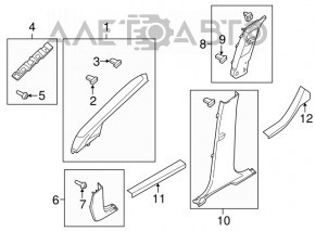 Capacul suportului frontal dreapta superioara Ford Escape MK3 13-19 gri pentru claxon, tip 1