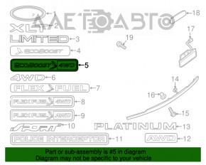 Emblema inscripția ECOBOOST 4wd capac portbagaj Ford Escape MK3 13-