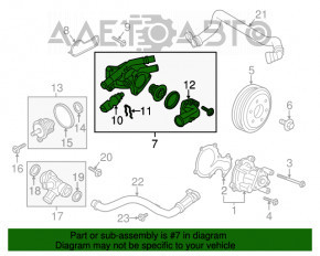 Corpul termostatului Ford Focus mk3 15-18 1.0T reprezintă